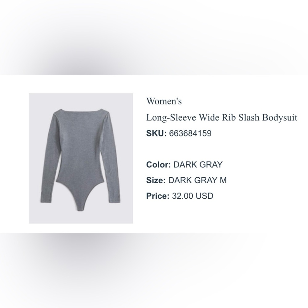 Abercrombie & Fitch Dark Gray Long-Sleeve Bodysuit